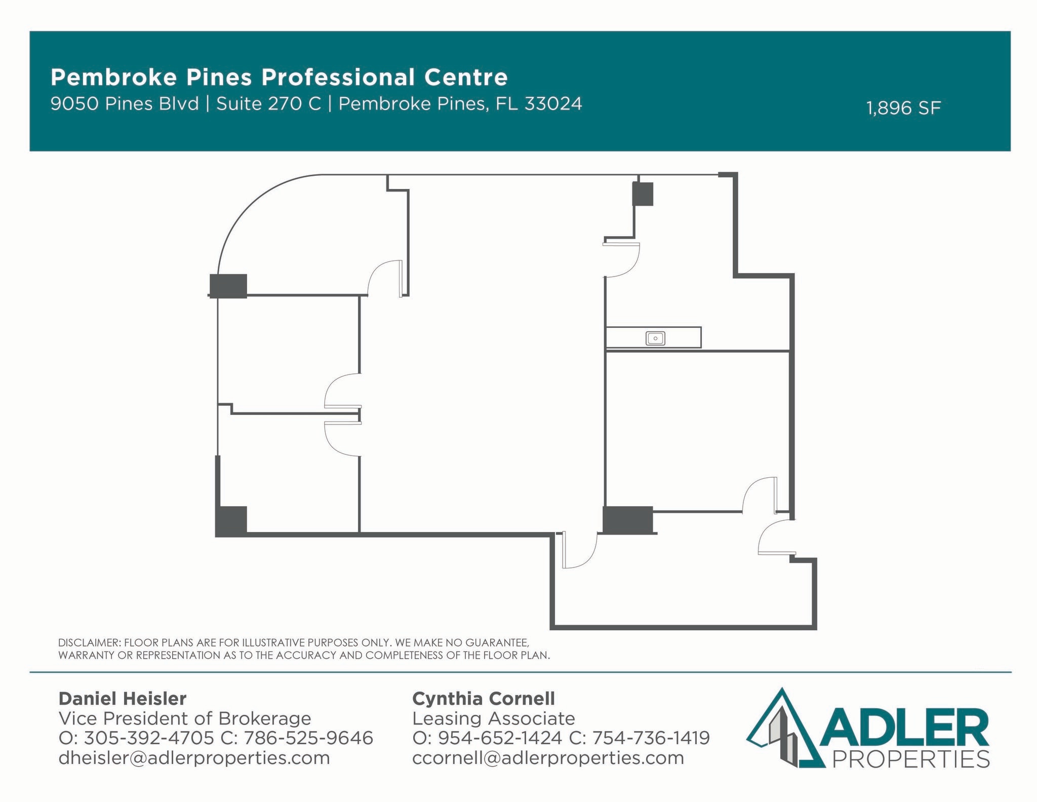 9050 Pines Blvd, Pembroke Pines, FL à louer Plan d’étage– Image 1 sur 2