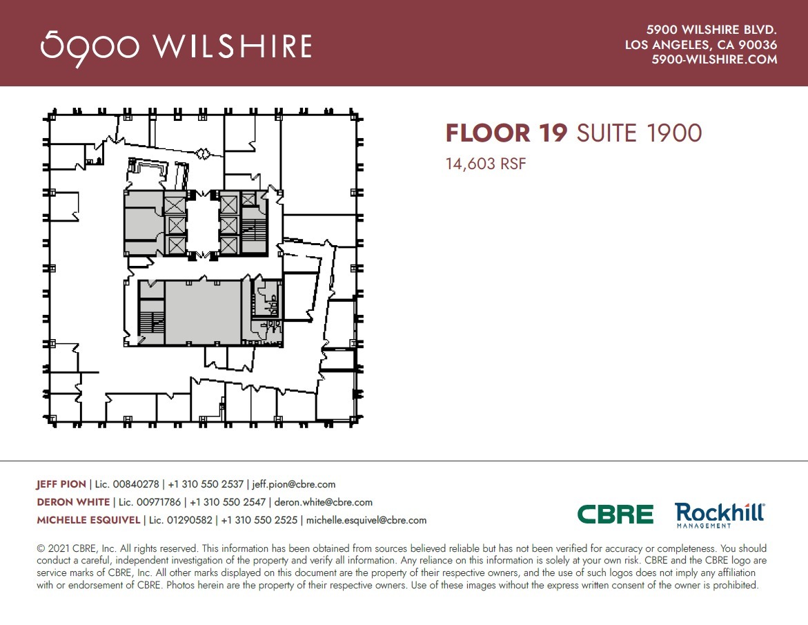 5900 Wilshire Blvd, Los Angeles, CA à louer Plan d’étage– Image 1 sur 1