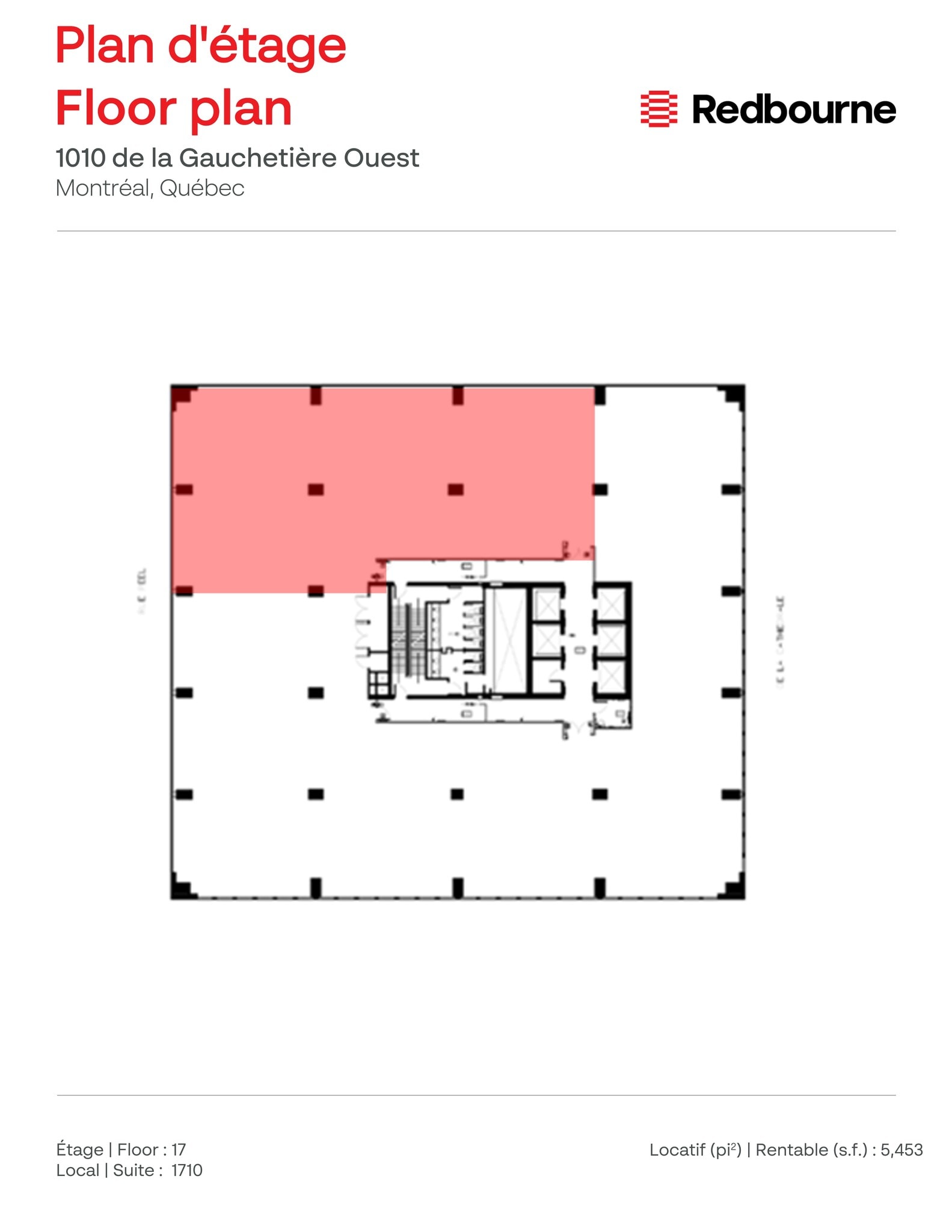 1010 Rue De La Gauchetière O, Montréal, QC à louer Plan d’étage– Image 1 sur 1