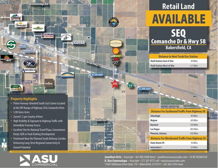 SEC of Highway 58 & Comanche Dr, Bakersfield, CA à vendre - Photo principale – Image 1 sur 1