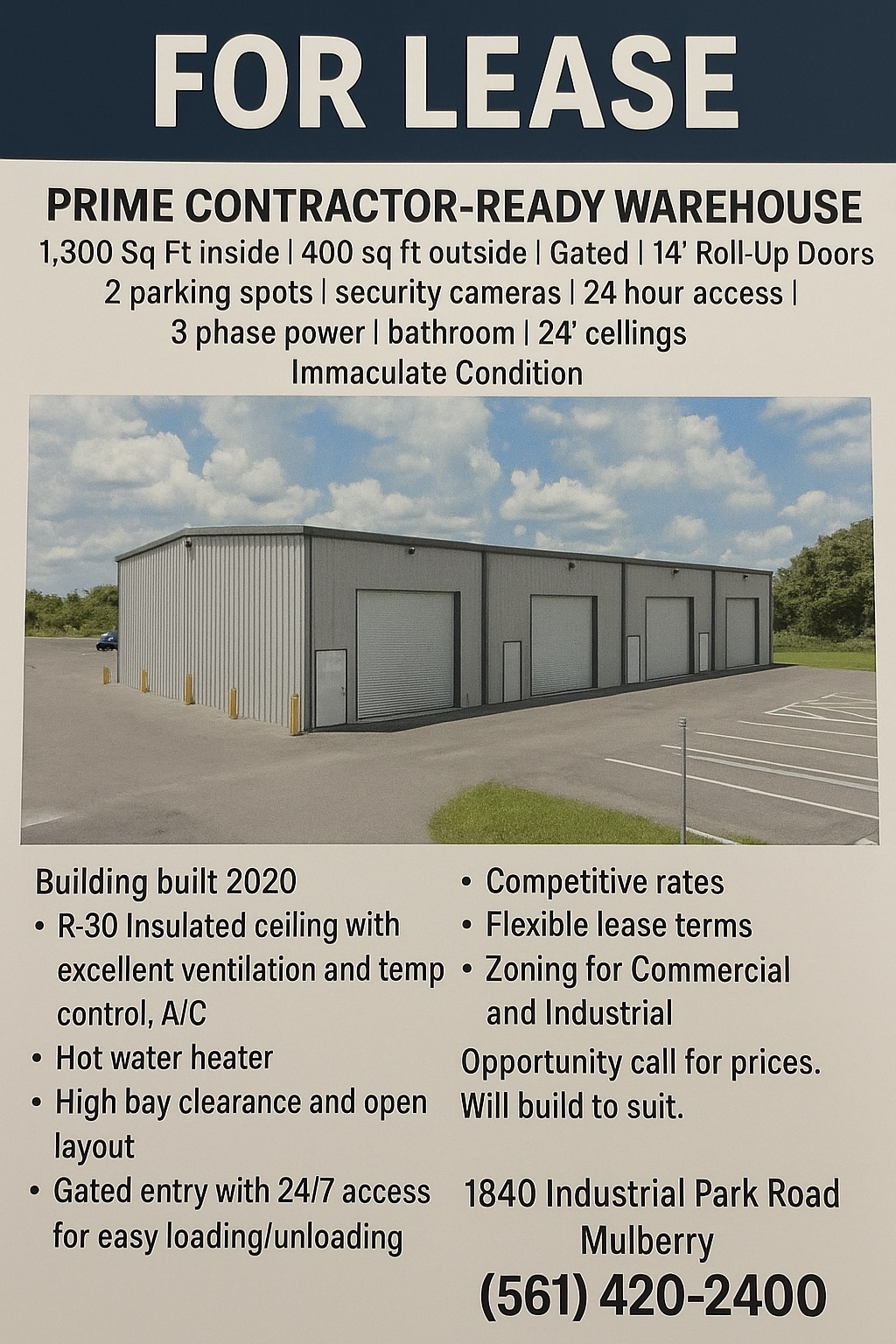 1840 Industrial Park Rd, Mulberry, FL à louer Photo de l’immeuble– Image 1 sur 6