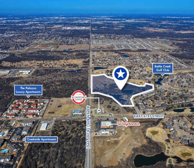 NEQ of N Aspen Ave & E 51st Street S, Broken Arrow, OK à vendre - Aérien – Image 2 sur 3