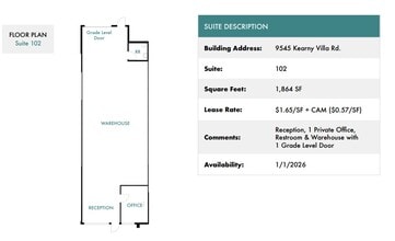 9545 Kearny Villa Rd, San Diego, CA à louer Plan d’étage– Image 1 sur 1