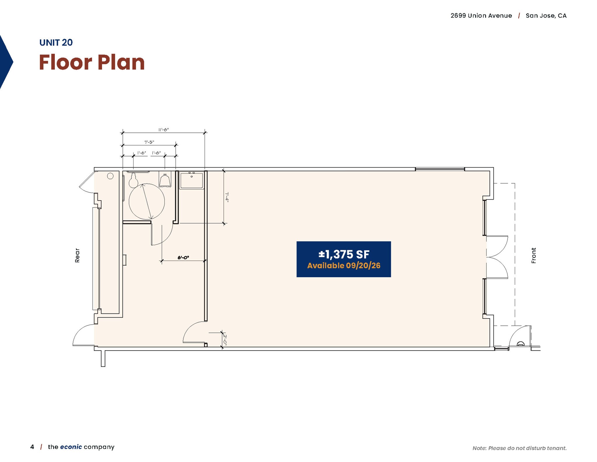 2699 Union Ave, San Jose, CA à louer Plan d’étage– Image 1 sur 2