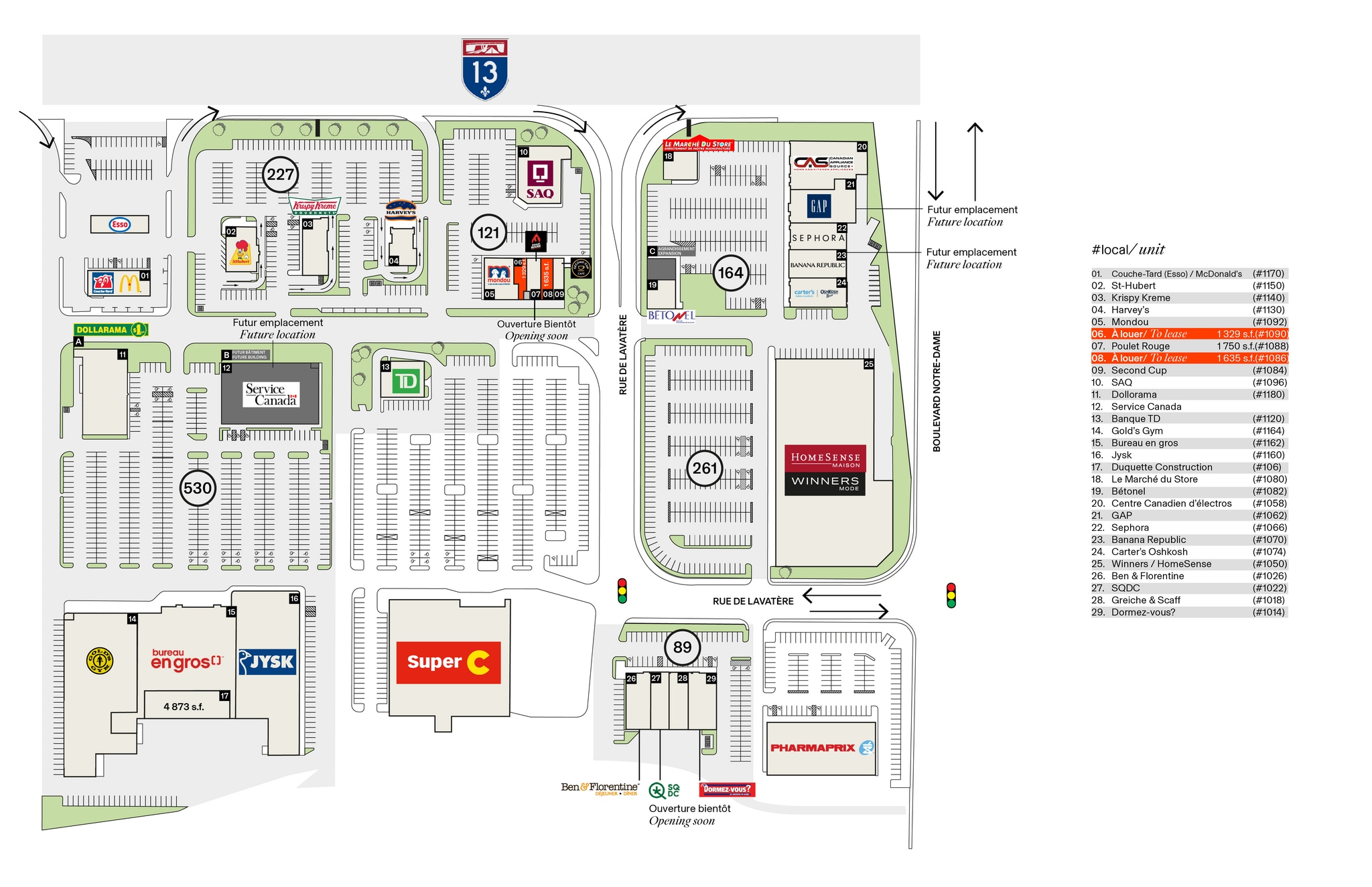 1084-1092 Hwy Chomedey, Laval, QC à louer Plan de site– Image 1 sur 2
