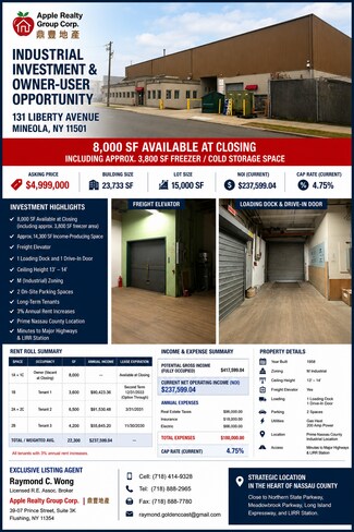Plus de détails pour 131 Liberty Ave, Mineola, NY - Industriel/Logistique à vendre