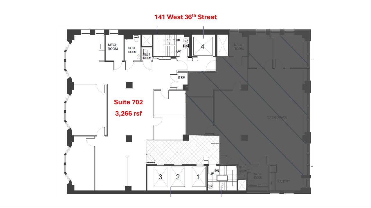 141 W 36th St, New York, NY à louer Plan d’étage– Image 1 sur 1