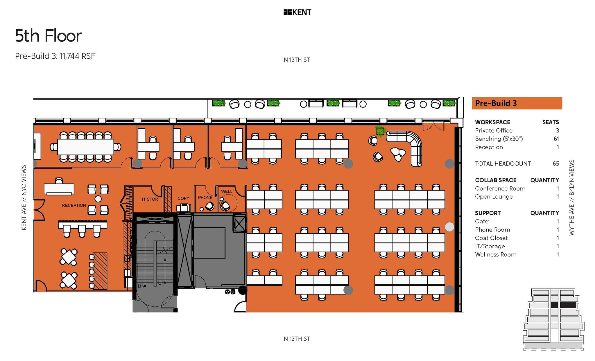 25 Kent Ave, Brooklyn, NY à louer Plan d’étage– Image 1 sur 4
