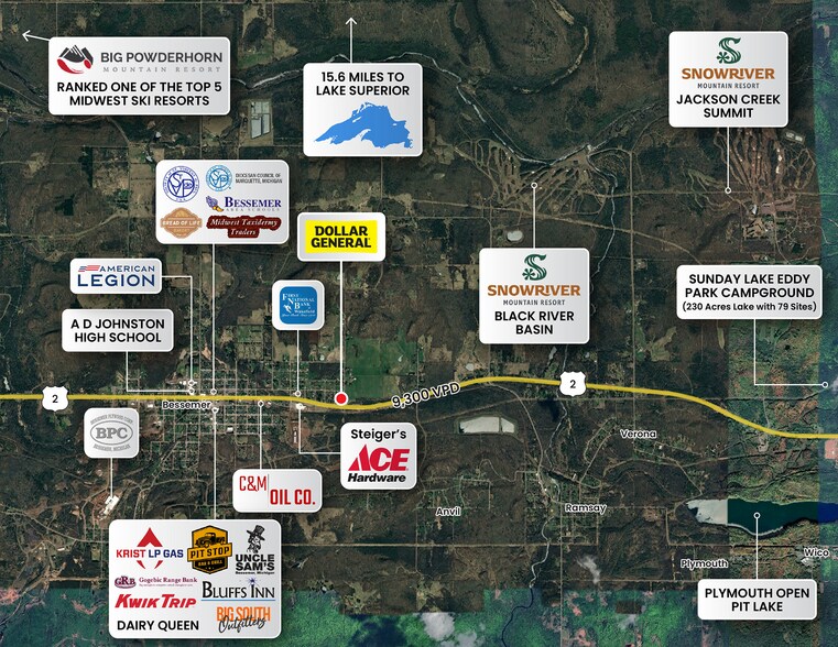 1406 U.S. Rt 2, Bessemer, MI à vendre - Aérien – Image 3 sur 3