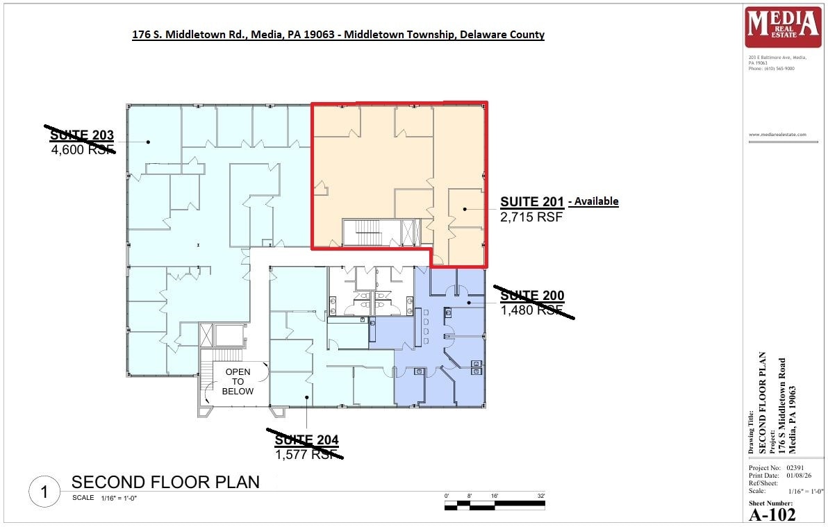 176 S Middletown Rd, Media, PA à louer Plan d’étage– Image 1 sur 1