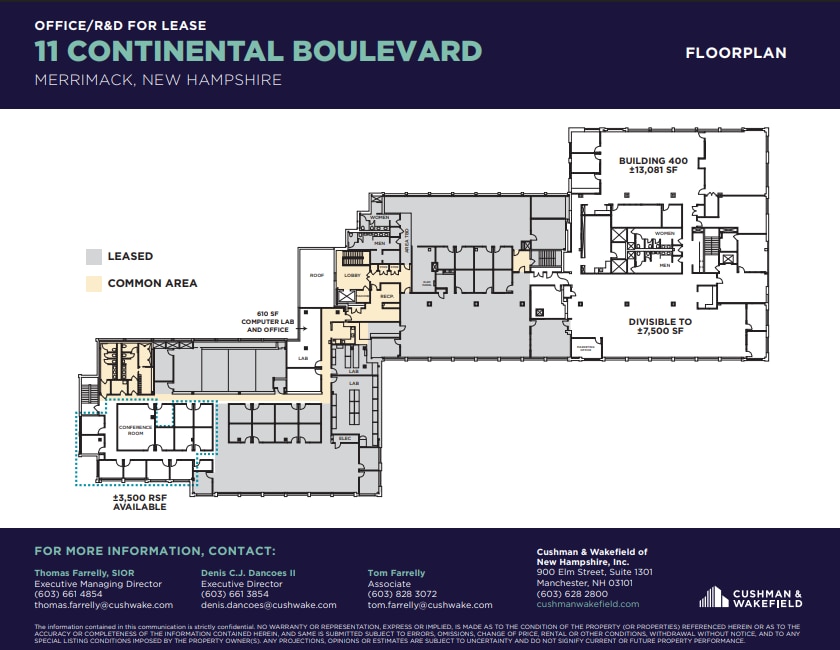 11 Continental Blvd, Merrimack, NH à louer Plan d’étage– Image 1 sur 1