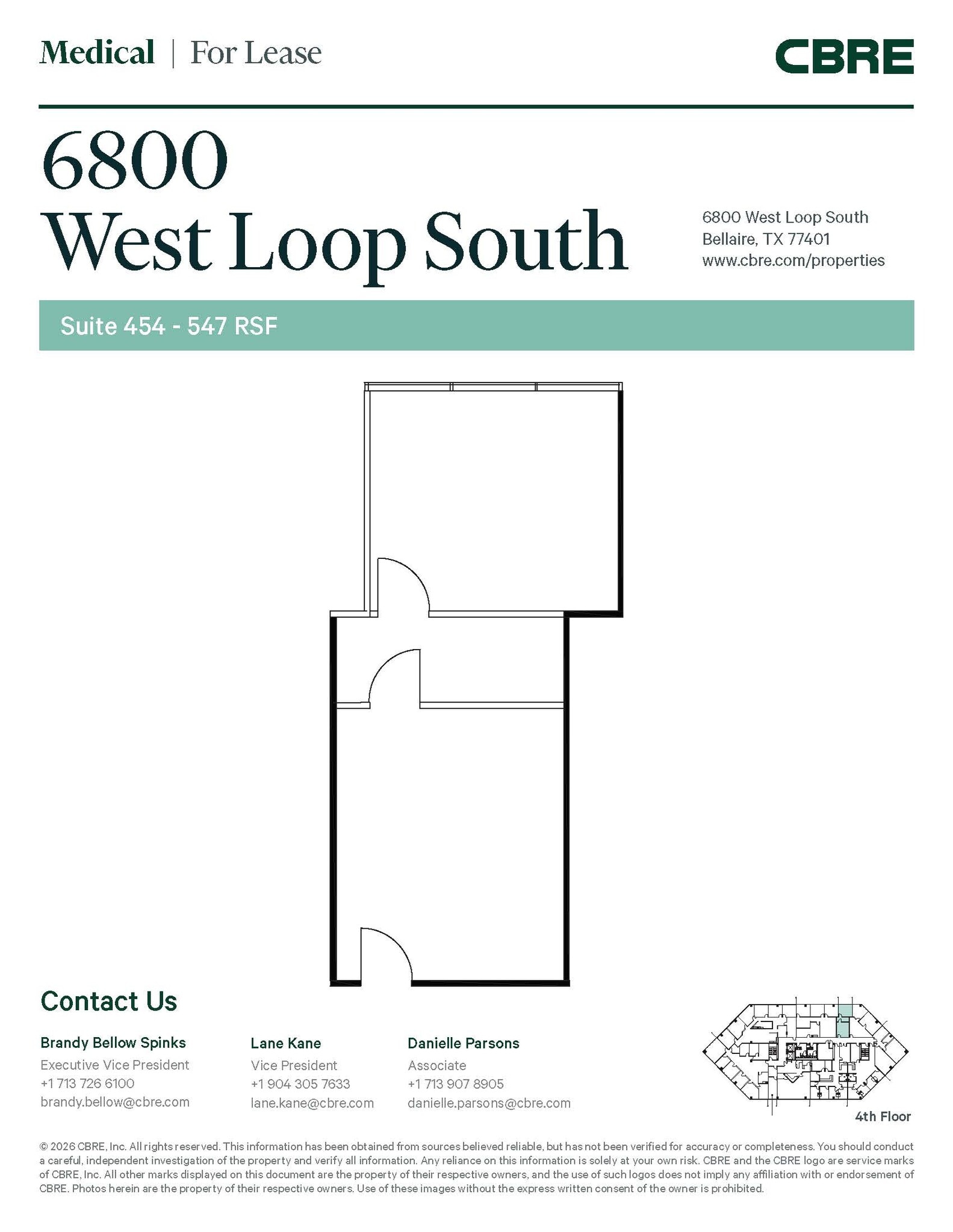 4747 Bellaire Blvd, Bellaire, TX à louer Plan d’étage– Image 1 sur 2