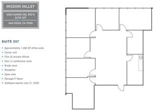 3550 Camino Del Rio N, San Diego, CA à louer Plan d’étage– Image 1 sur 1