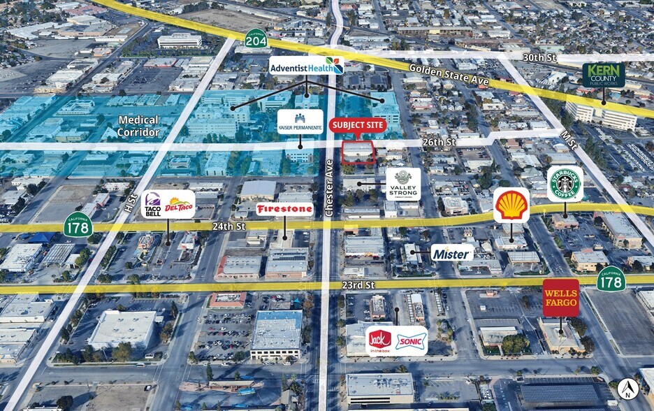 2526-2530 Chester Ave, Bakersfield, CA à louer - Aérien – Image 2 sur 4