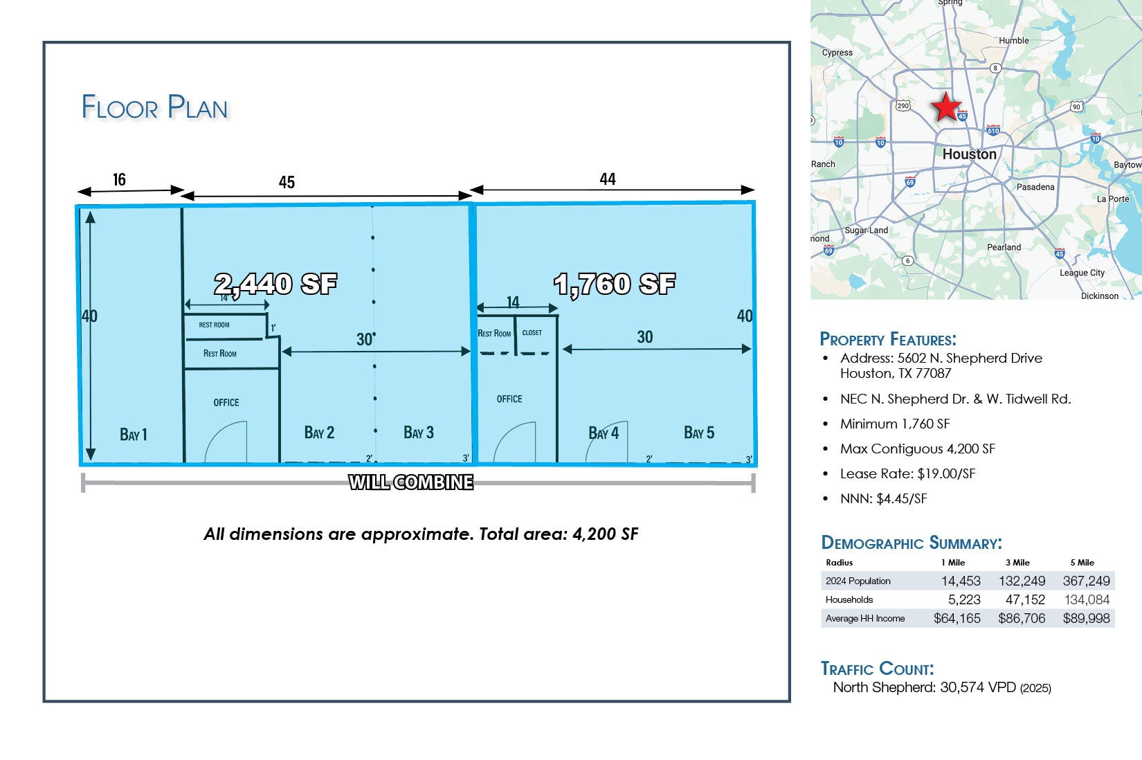 5602 N Shepherd Dr, Houston, TX à louer Plan d’étage– Image 1 sur 1