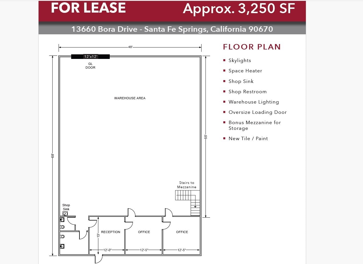 13656-13666 Bora Dr, Santa Fe Springs, CA à louer Plan d’étage– Image 1 sur 1