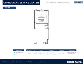 1753 Grandstand Dr, San Antonio, TX à louer Plan d’étage– Image 1 sur 1
