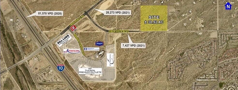 E SEC of Linda Vista Blvd & Twin Peaks Rd, Tucson, AZ à vendre - Aérien – Image 1 sur 6