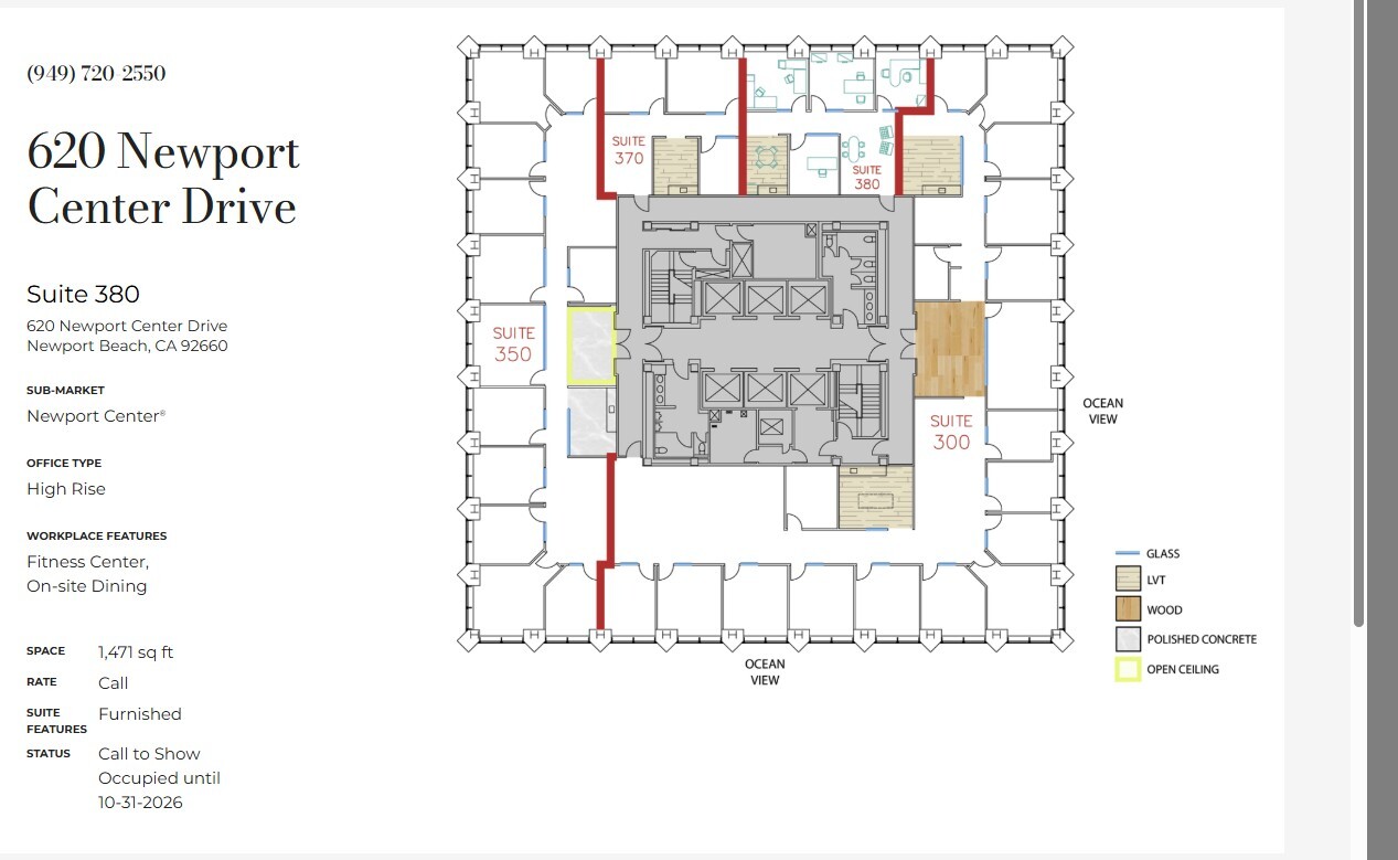 620 Newport Center Dr, Newport Beach, CA à louer Plan d’étage– Image 1 sur 1