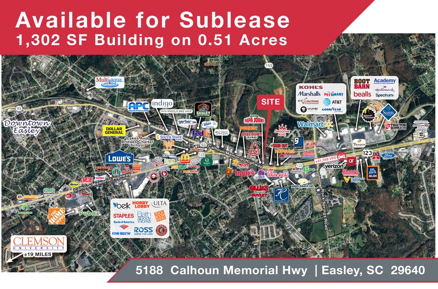 5188 Calhoun Memorial Hwy, Easley, SC à louer - Aérien – Image 1 sur 6