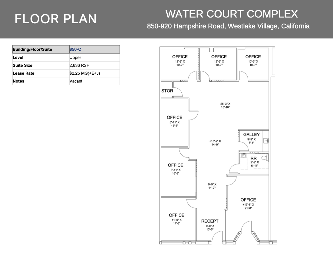 850 Hampshire Rd, Westlake Village, CA à louer Plan d’étage– Image 1 sur 1