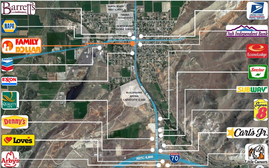 22 S State St, Salina, UT à vendre - Aérien – Image 2 sur 2