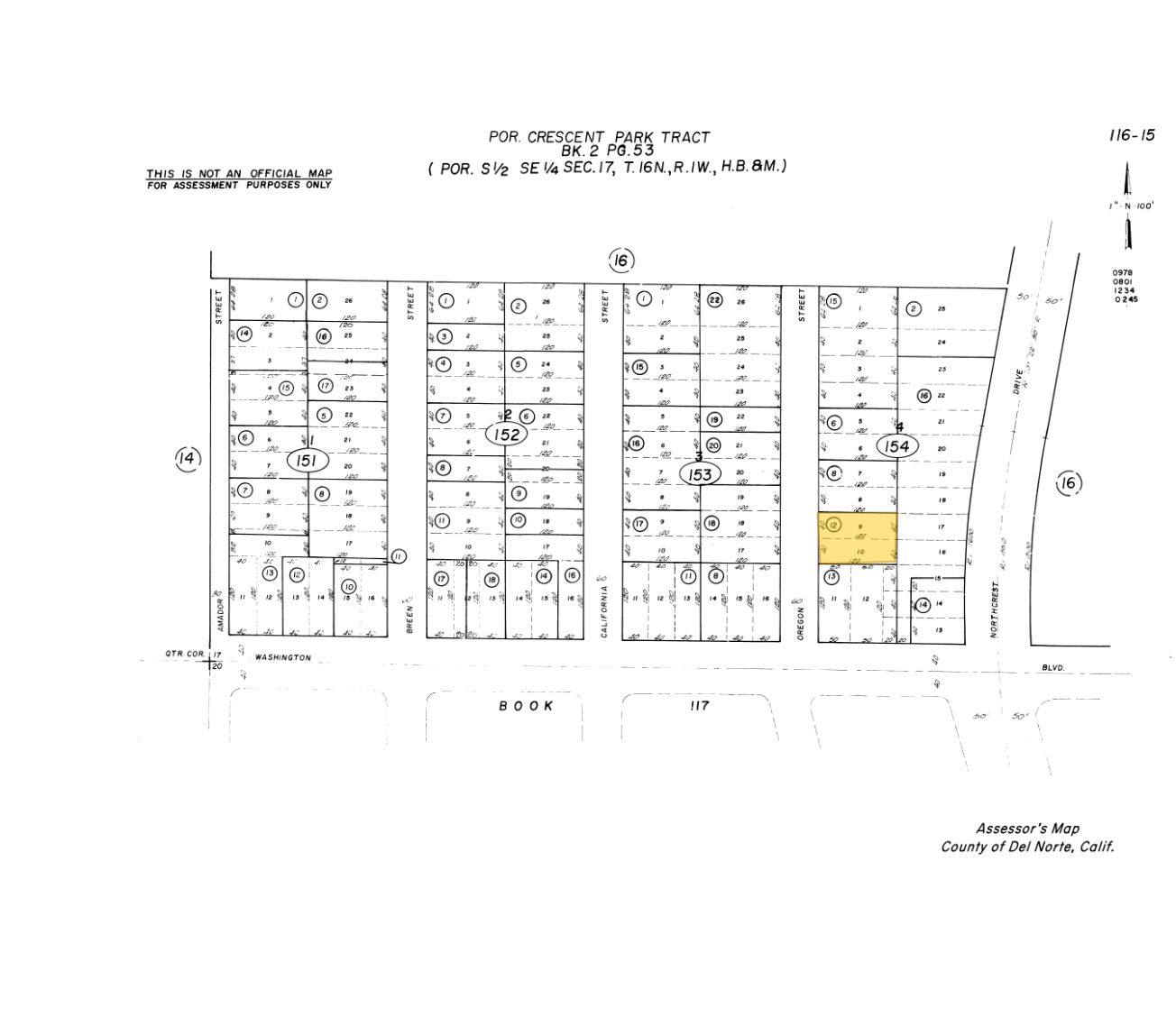 1533 Oregon St, Crescent City, CA à vendre Plan cadastral– Image 1 sur 2