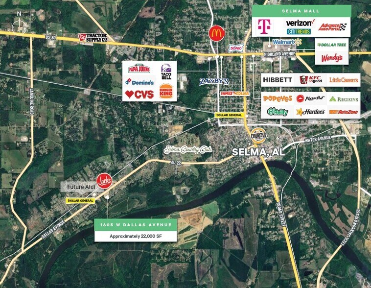 1352 W Highland Ave, Selma, AL à louer - Aérien – Image 2 sur 3