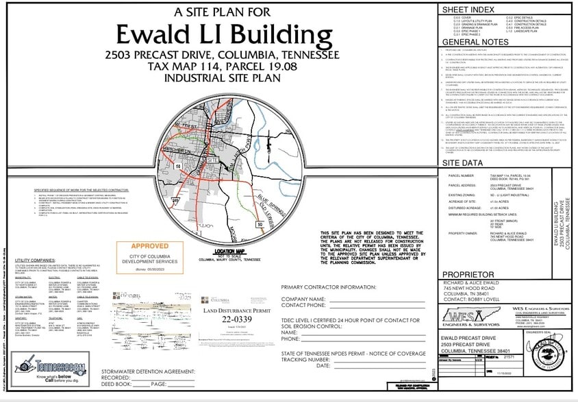 2501 Precast Dr, Columbia, TN à vendre - Plan de site – Image 2 sur 21