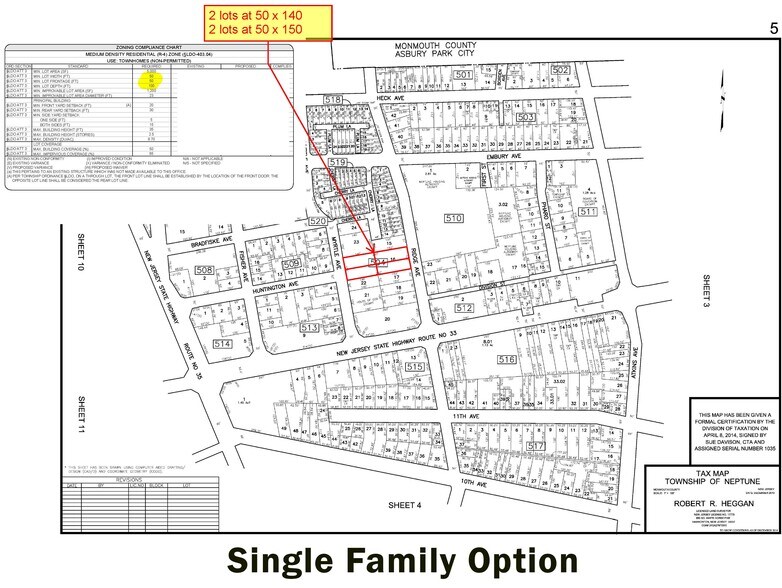 45 Ridge Ave, Neptune City, NJ à vendre - Plan de site – Image 3 sur 5
