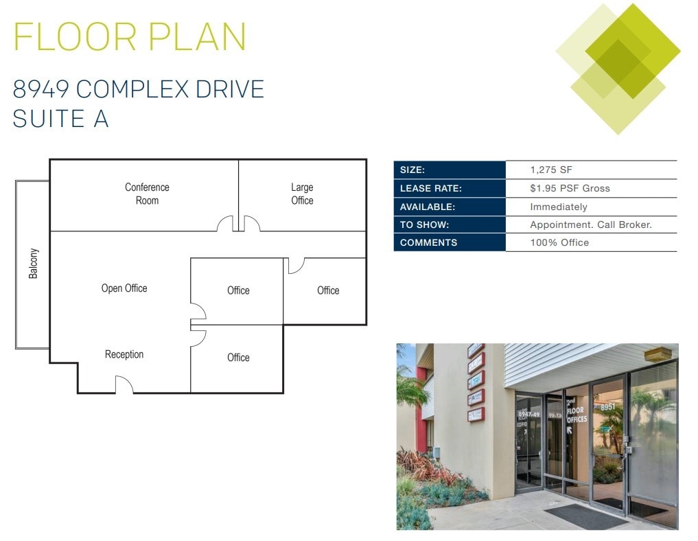 8949 Complex Dr, San Diego, CA à louer Plan d’étage– Image 1 sur 9