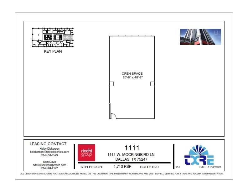1111 W Mockingbird Ln, Dallas, TX à louer Plan d’étage– Image 1 sur 1