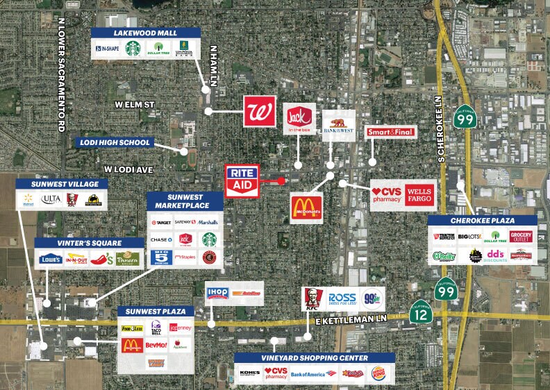 520 W Lodi Ave, Lodi, CA à vendre - Aérien – Image 3 sur 7