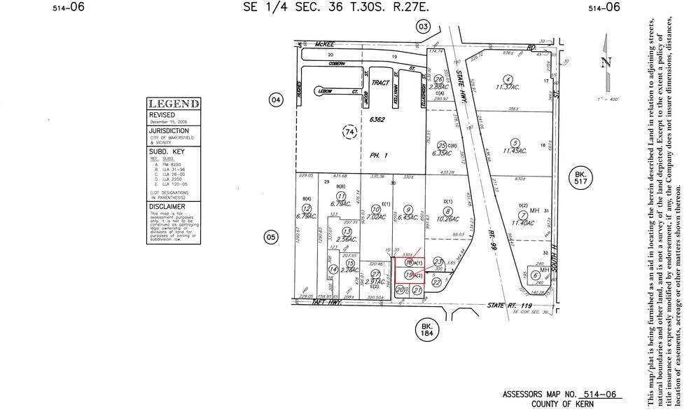 Taft Hwy, Bakersfield, CA à vendre - Plan cadastral – Image 2 sur 2