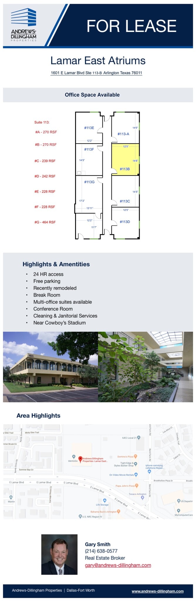 1601 E Lamar Blvd, Arlington, TX à louer Plan d’étage– Image 1 sur 1