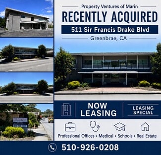 Plus de détails pour 511 Sir Francis Drake Blvd, Greenbrae, CA - Bureau/Médical à louer