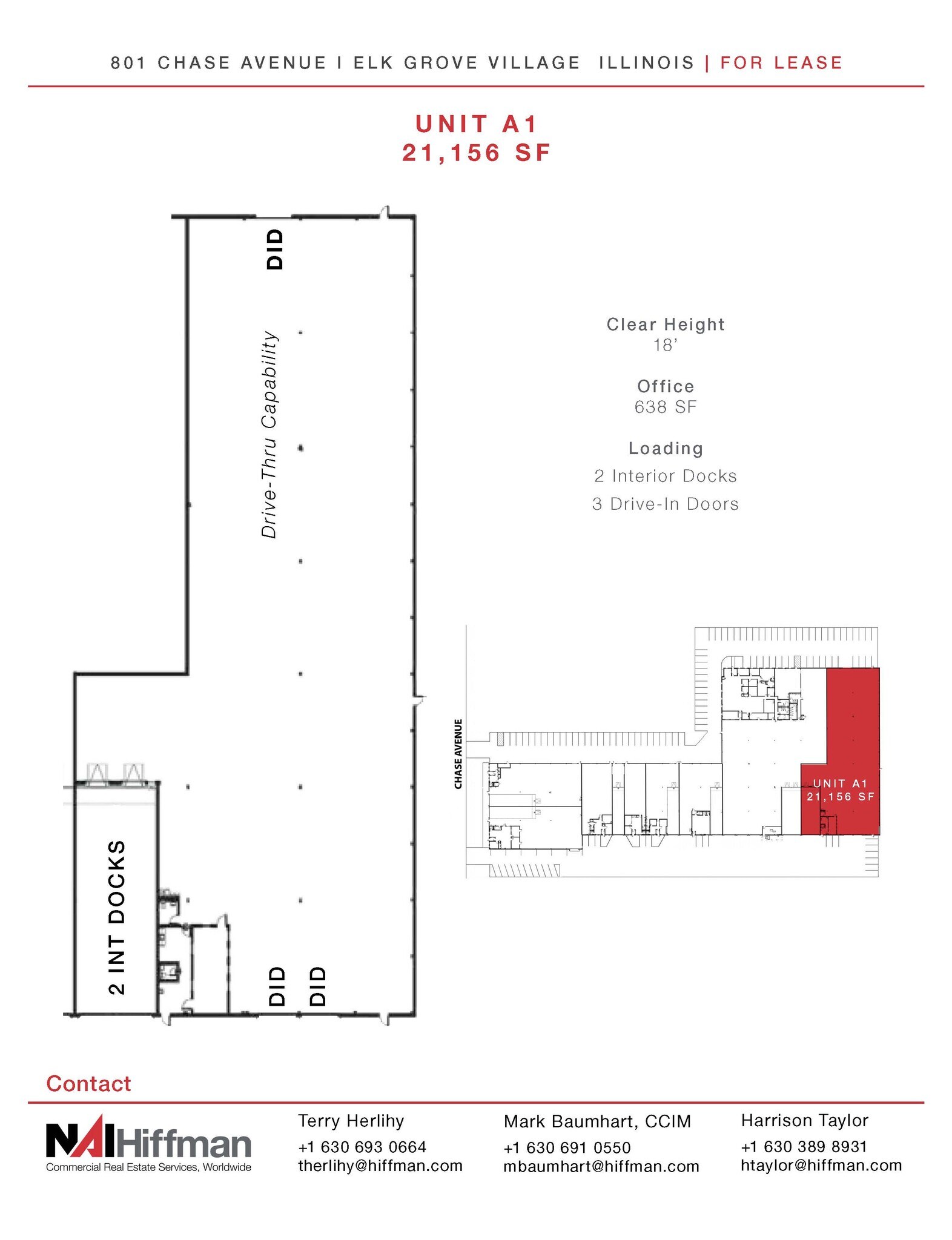 801 Chase Ave, Elk Grove Village, IL à louer Plan d’étage– Image 1 sur 2