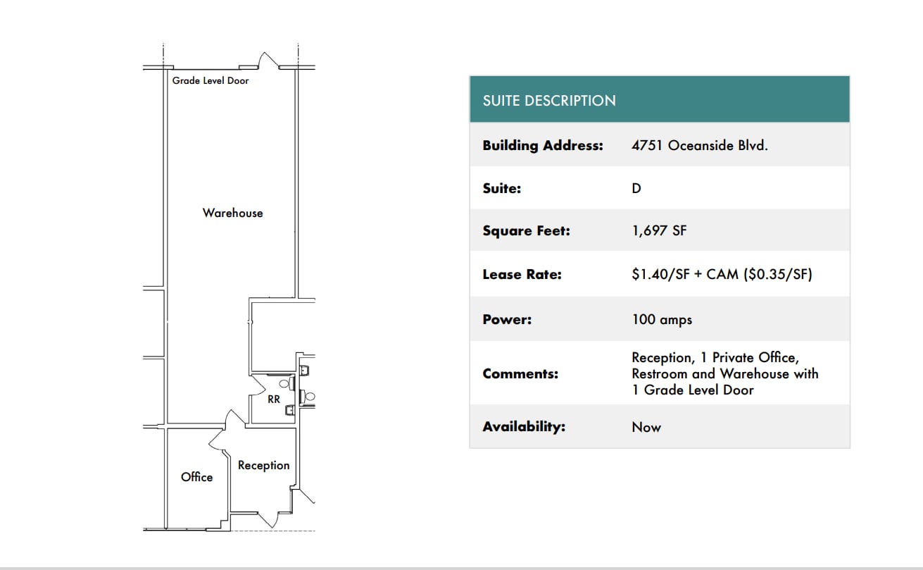 1818 Peacock Blvd, Oceanside, CA à louer Plan d’étage– Image 1 sur 1