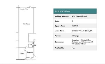 1818 Peacock Blvd, Oceanside, CA à louer Plan d’étage– Image 1 sur 1