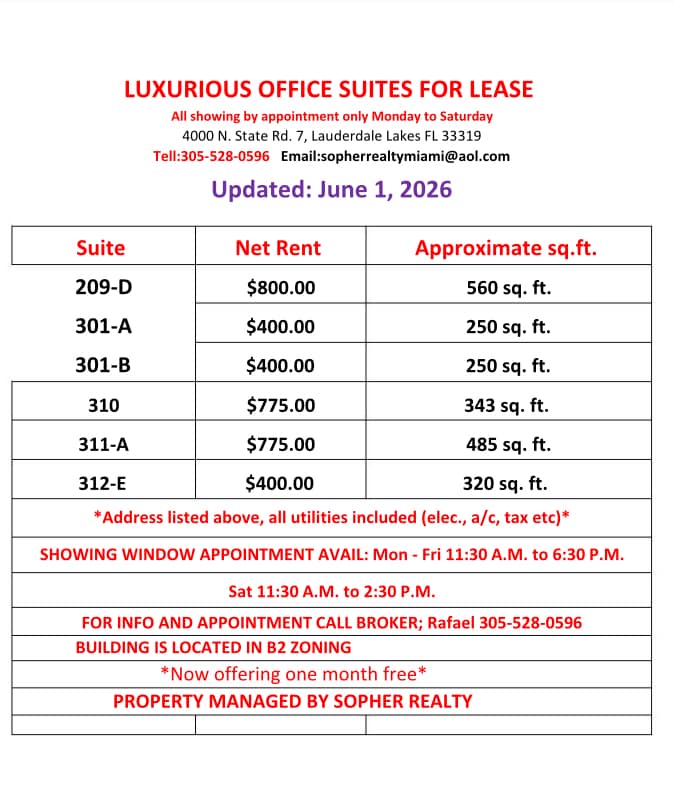 4000 N State Road 7, Lauderdale Lakes, FL à louer Photo intérieure– Image 1 sur 3