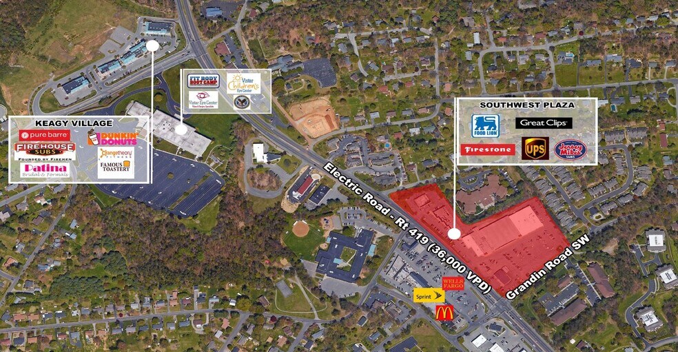 4913-4933 Grandin Rd SW, Roanoke, VA à vendre - Aérien – Image 3 sur 7