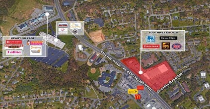 4913-4933 Grandin Rd SW, Roanoke, VA - Vue aérienne vue de carte