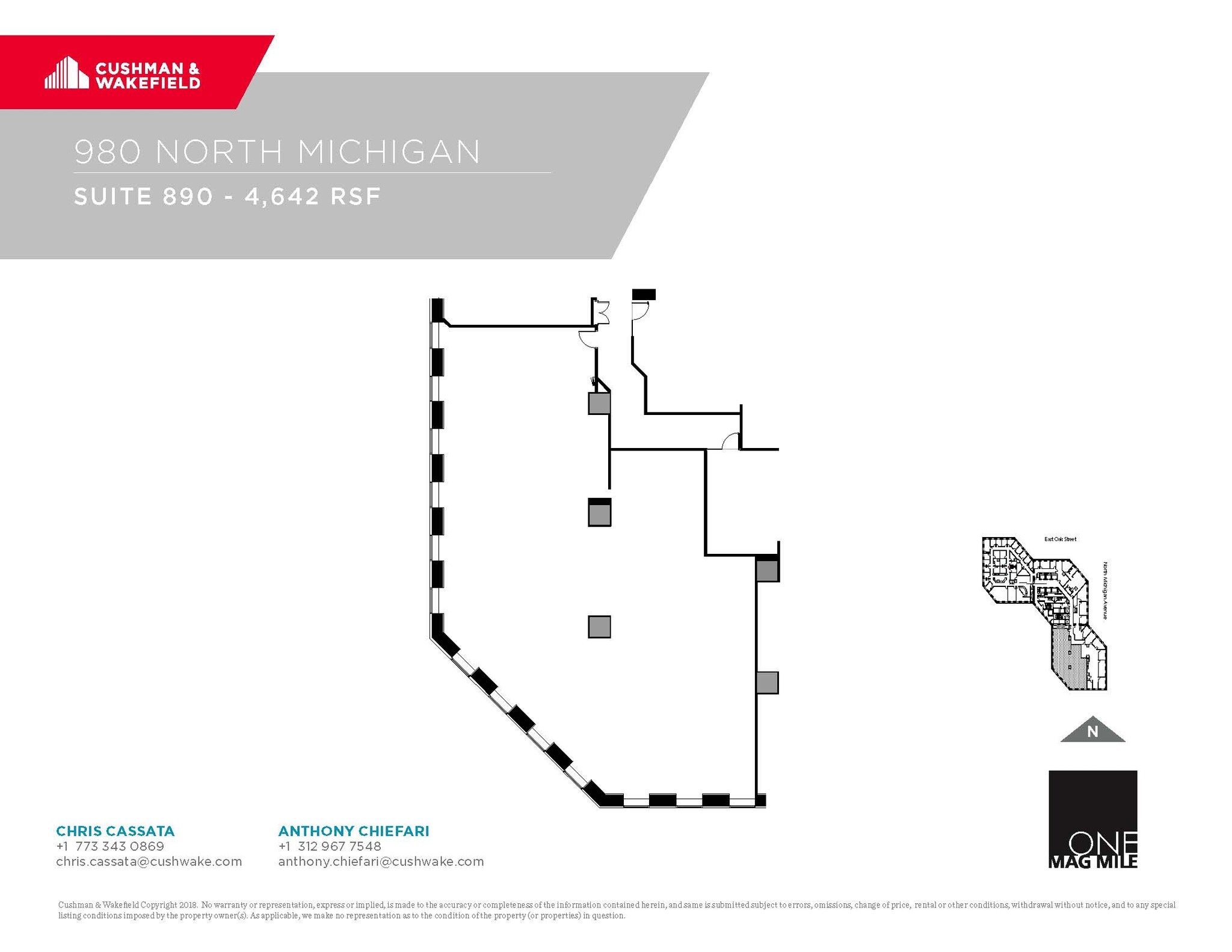 980 N Michigan Ave, Chicago, IL à louer Plan d’étage– Image 1 sur 1