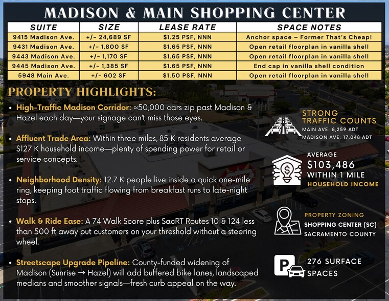 9407-9417 Madison Ave, Orangevale, CA à louer - Photo de l’immeuble – Image 2 sur 10