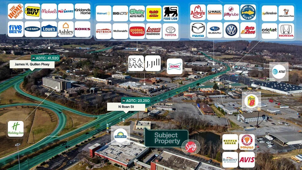 2424 N Roan St, Johnson City, TN à vendre - Aérien – Image 2 sur 2