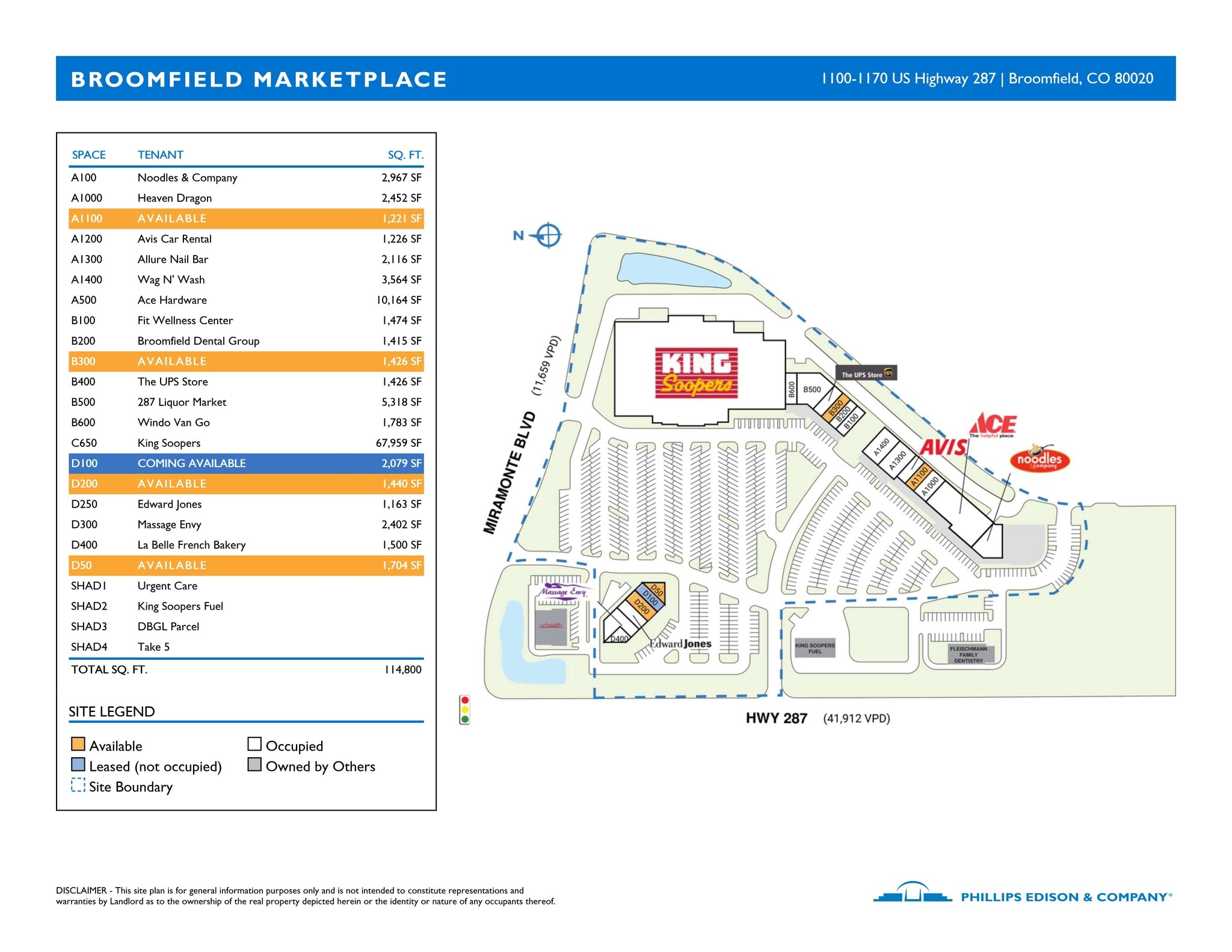 1100-1170 Highway 287, Broomfield, CO à louer Plan de site– Image 1 sur 1