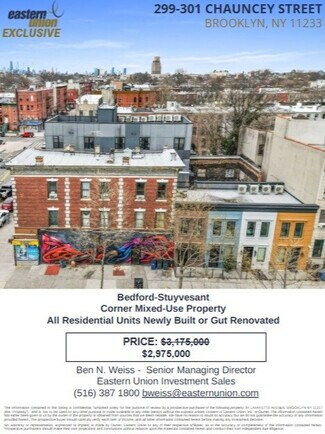 Plus de détails pour 299 Chauncey St, Brooklyn, NY - Logement à vendre