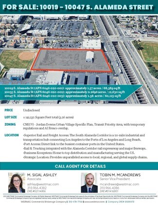 Plus de détails pour 10019-10047 South Alameda Street, Los Angeles, CA - Terrain à vendre