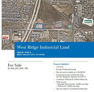 Plus de détails pour 5950 4700, West Valley City, UT - Terrain à vendre