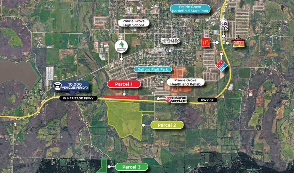 W Heritage Pkwy, Prairie Grove, AR à vendre - Aérien – Image 2 sur 2